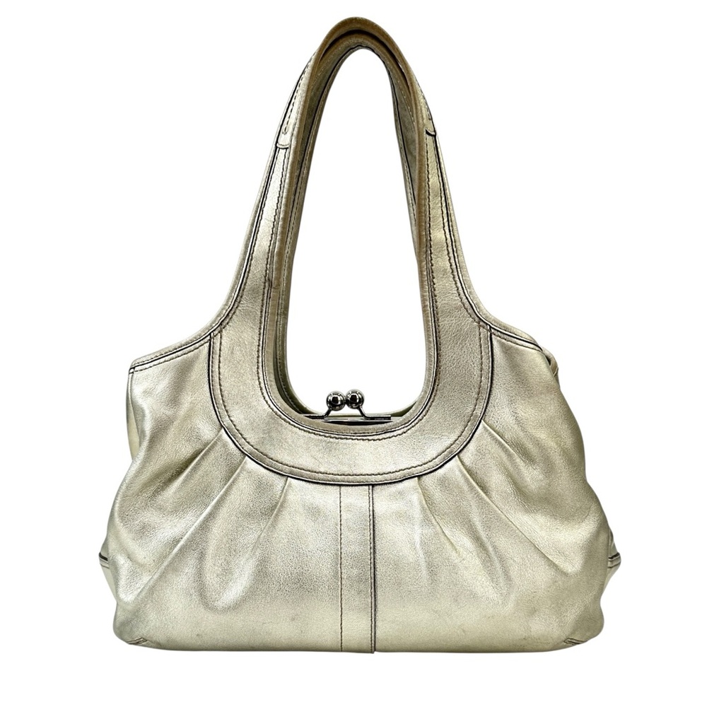 Coach Metallic Silver Leather Shoulder Bag